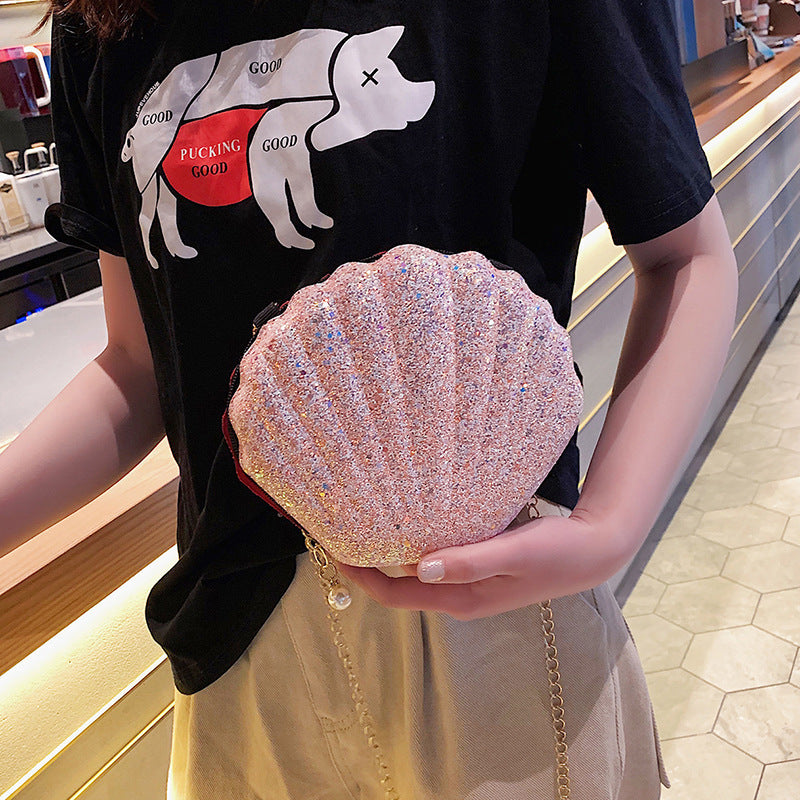 Wholesale PU Seashell Sequins Chain Shoulder Bag